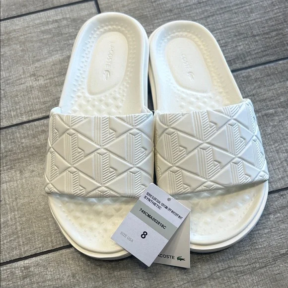 Lacoste Serve Slide Dual White Slide Sandals NWT - Picture 2 of 5